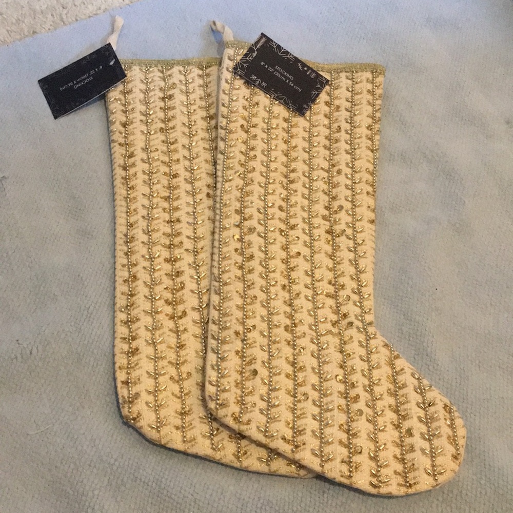 Tahari Gold and Cream Christmas Stocking (2)
